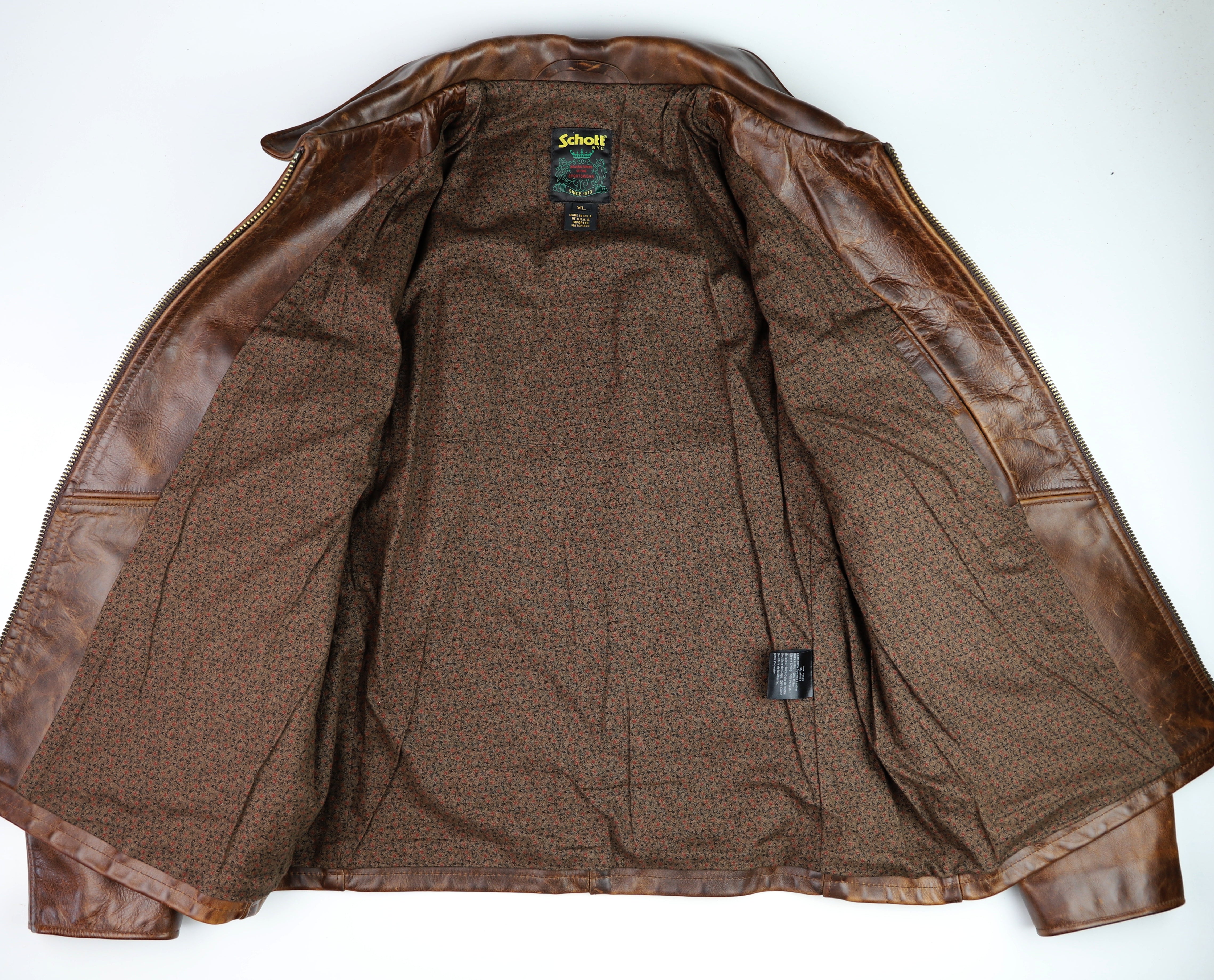 Schott 673, Brown Cowhide, size XL