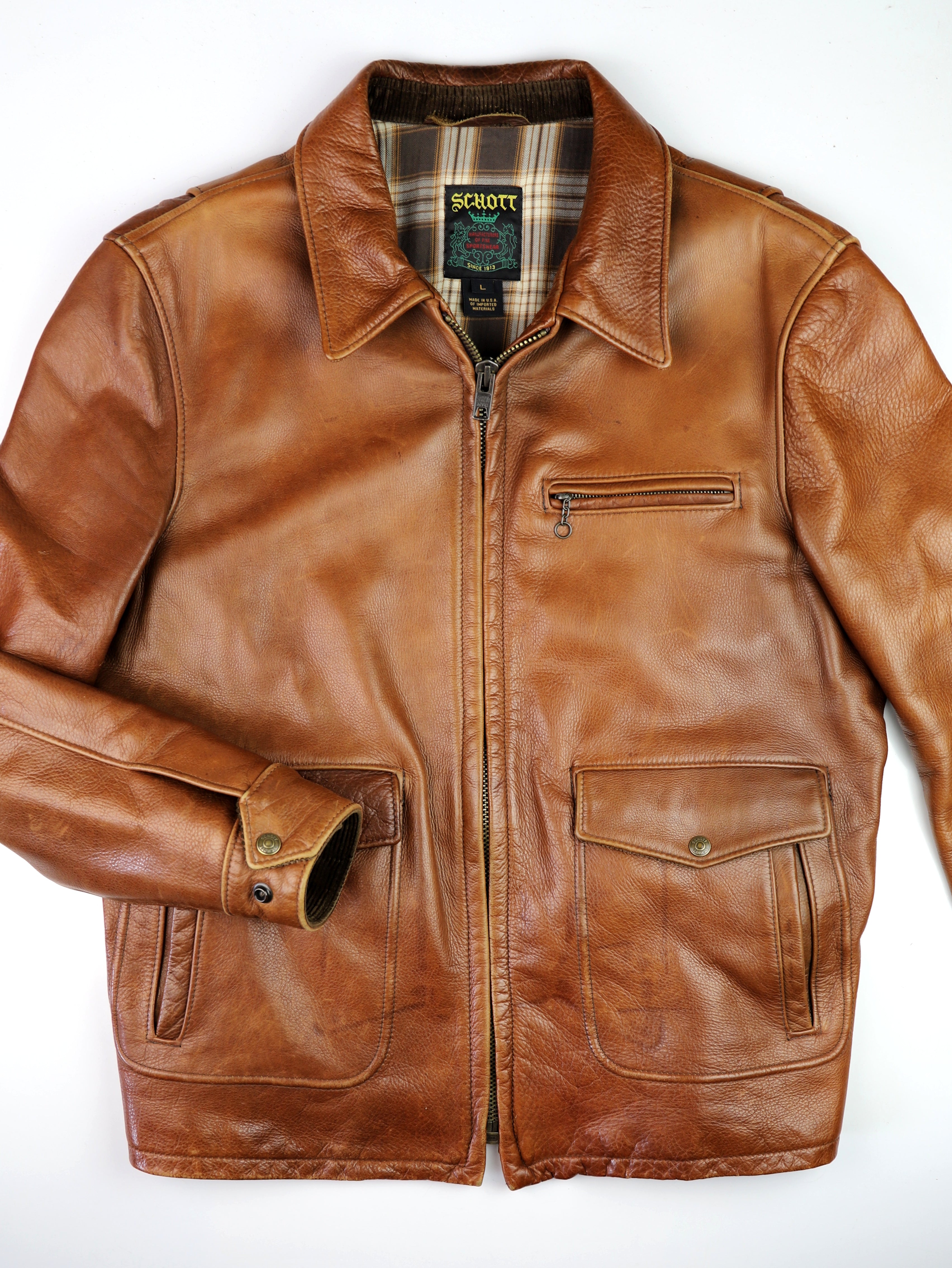 Schott 573, Russet Cowhide, size Large