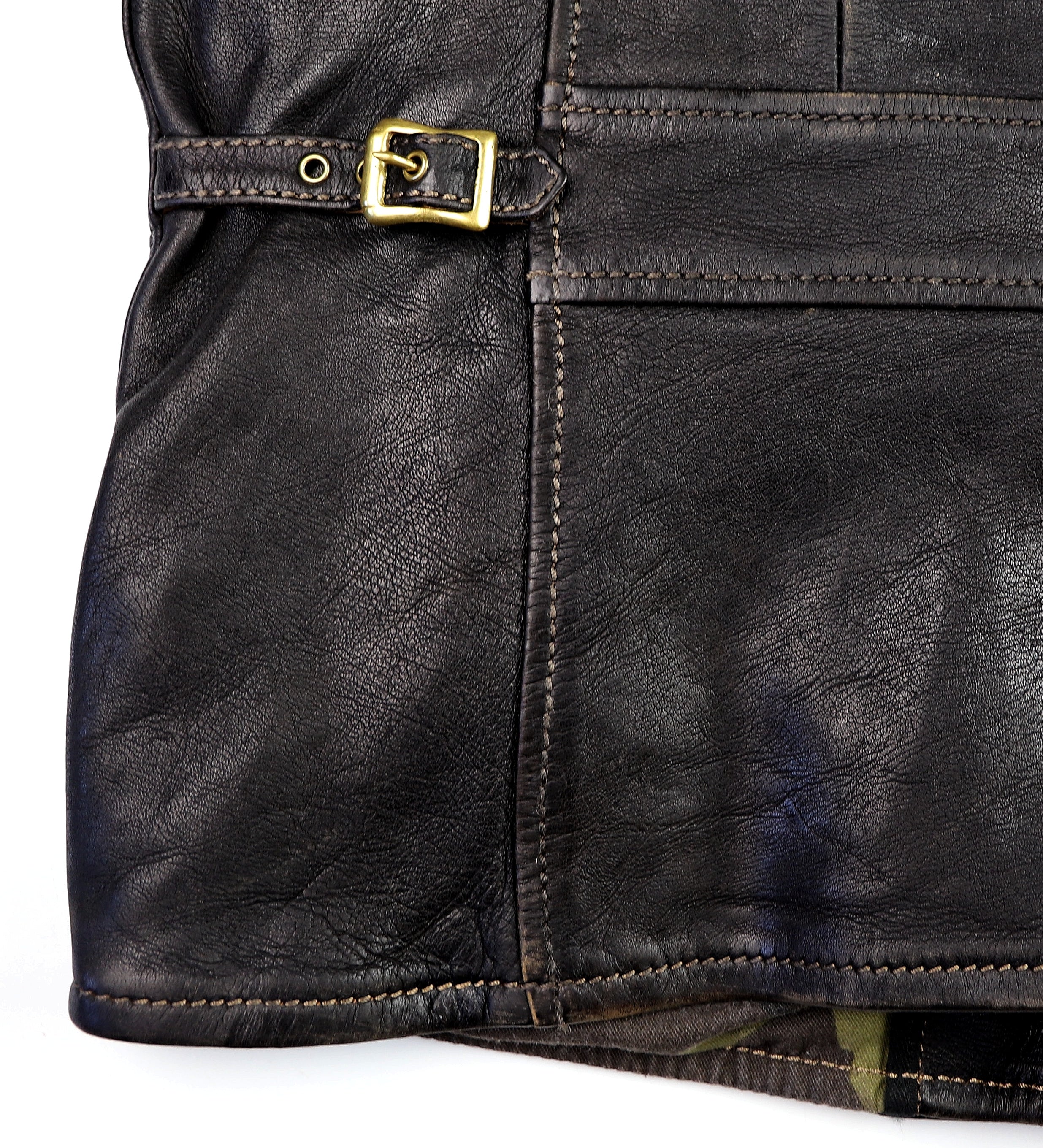Thedi Evander Crosszip Half Belt, size Medium, Black Teacore Bruciato Horsehide