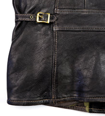Thedi Evander Crosszip Half Belt, size Medium, Black Teacore Bruciato Horsehide