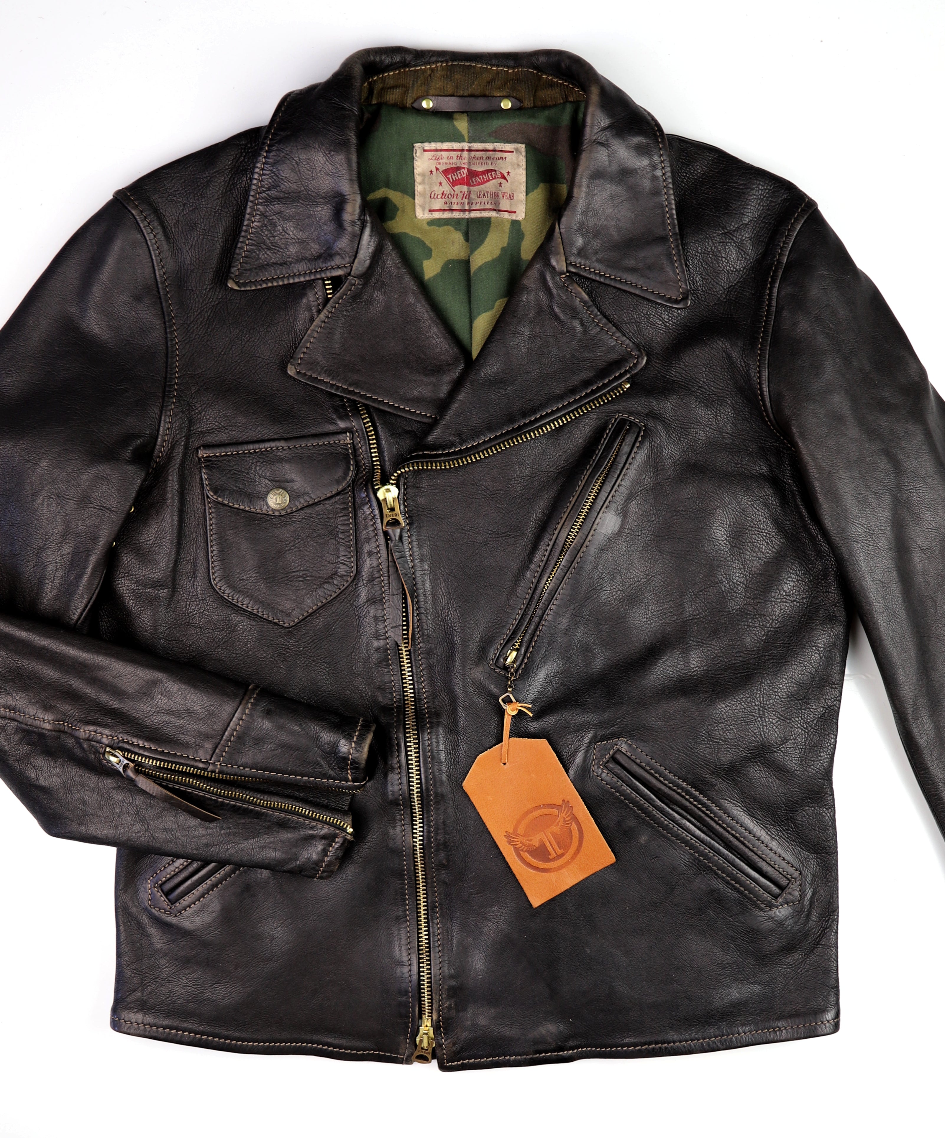 Thedi Evander Crosszip Half Belt, size XL, Black Teacore Bruciato Horsehide