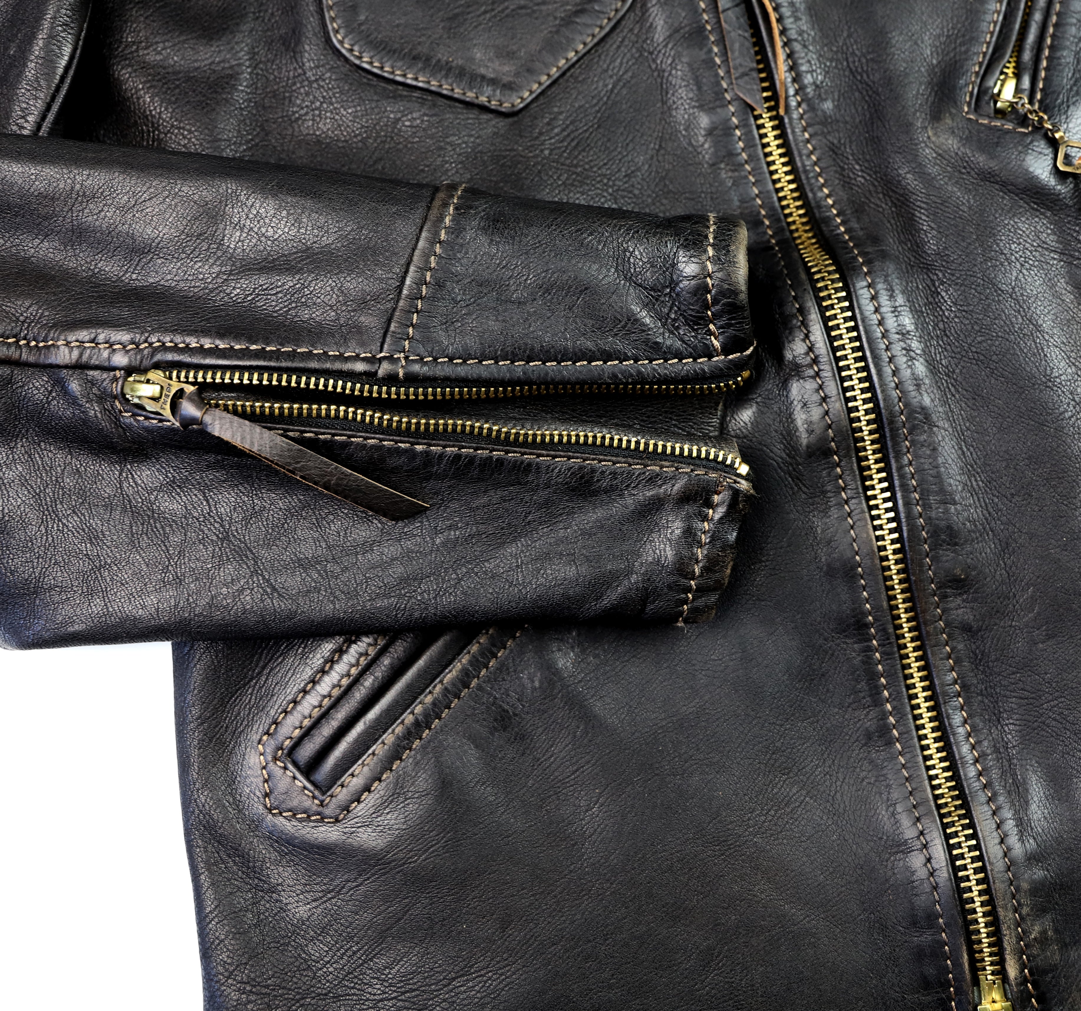 Thedi Evander Crosszip Half Belt, size XL, Black Teacore Bruciato Horsehide