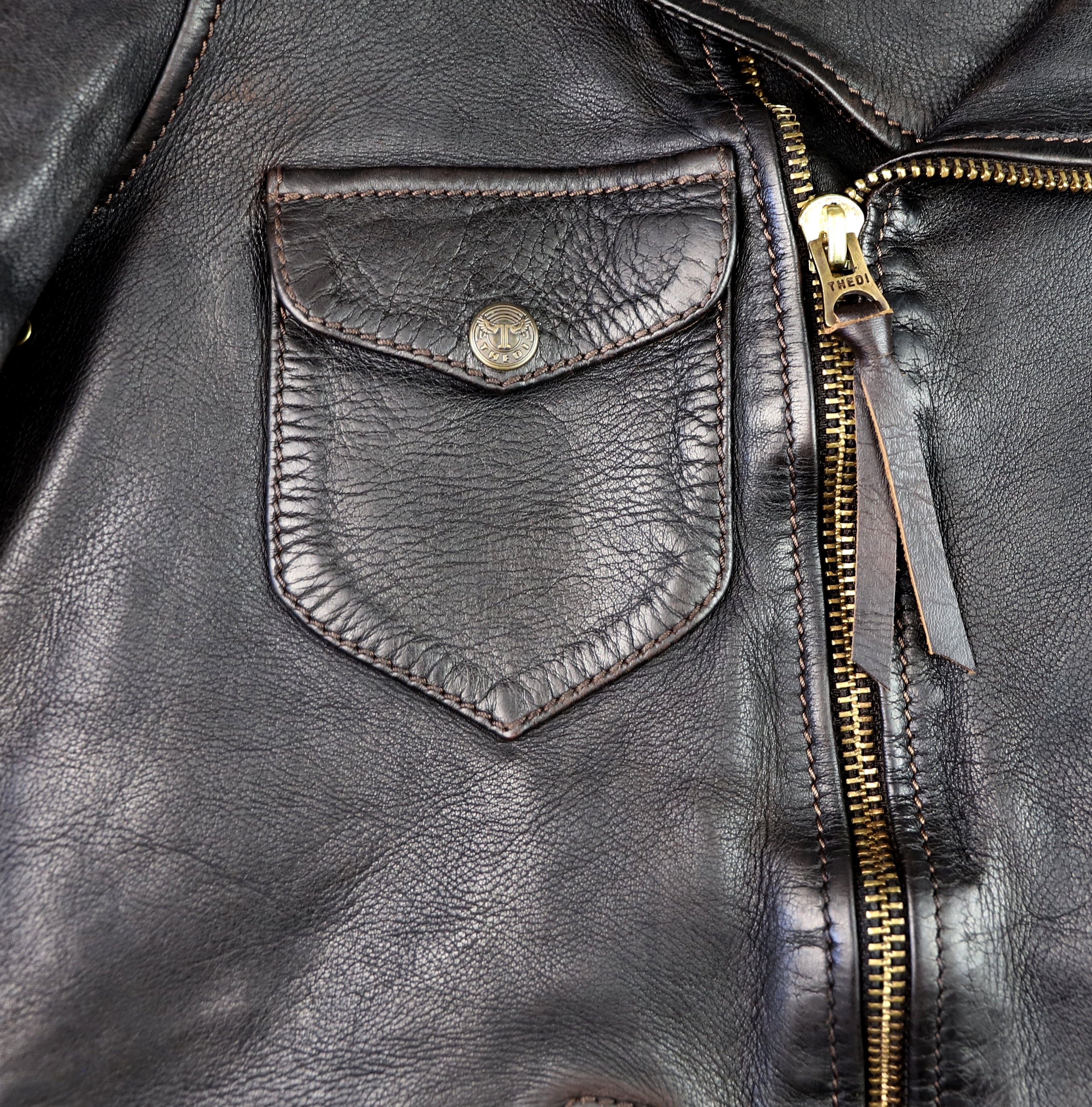 Thedi Evander Crosszip Half Belt, size XL, Black Teacore Bruciato Horsehide