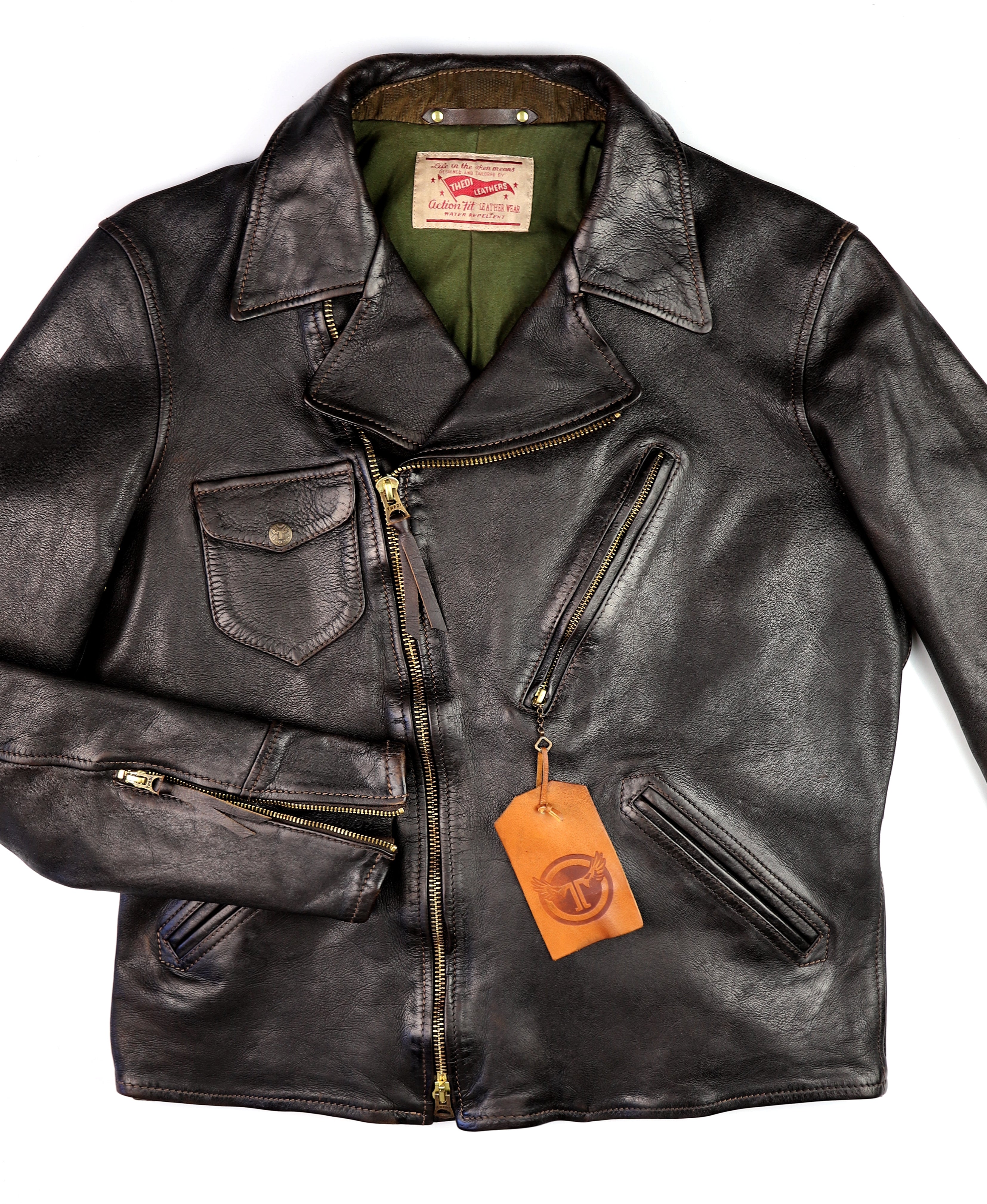 Thedi Evander Crosszip Half Belt, size XL, Black Teacore Bruciato Horsehide