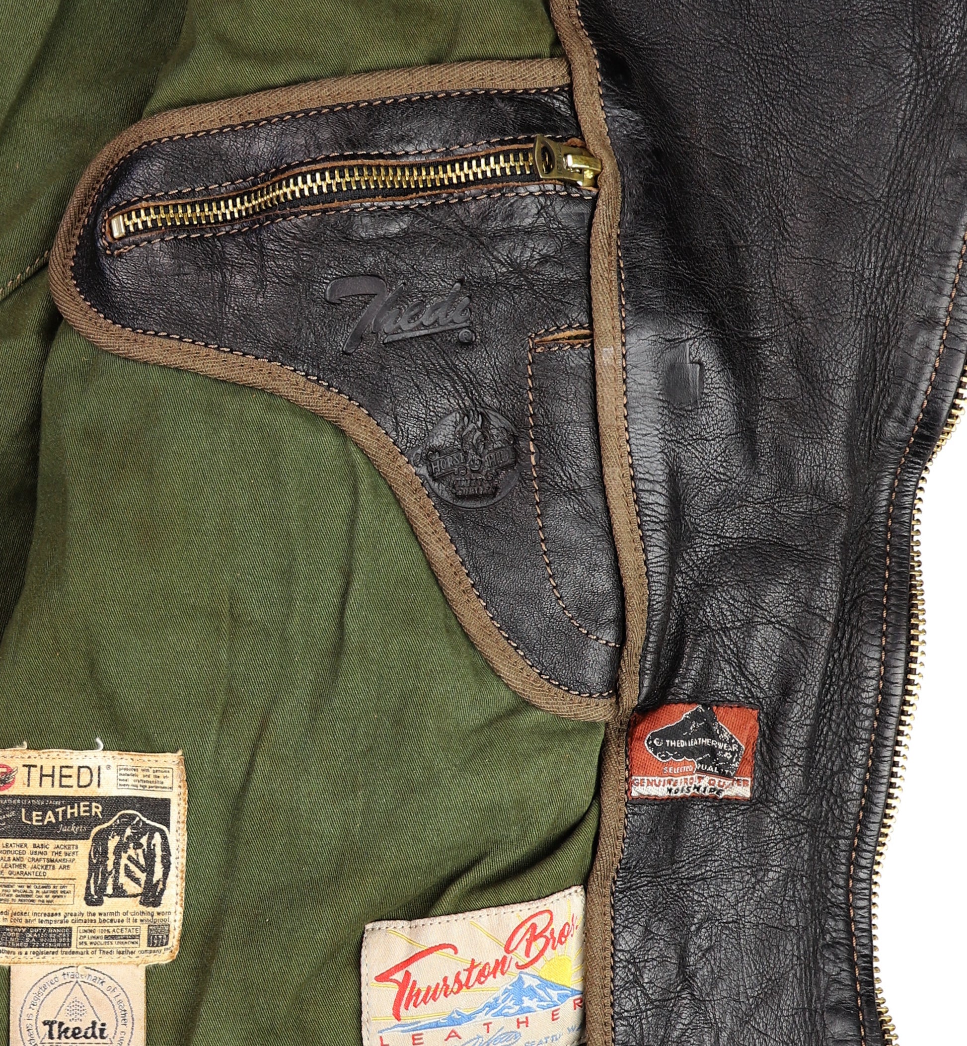 Thedi Evander Crosszip Half Belt, size XL, Black Teacore Bruciato Horsehide