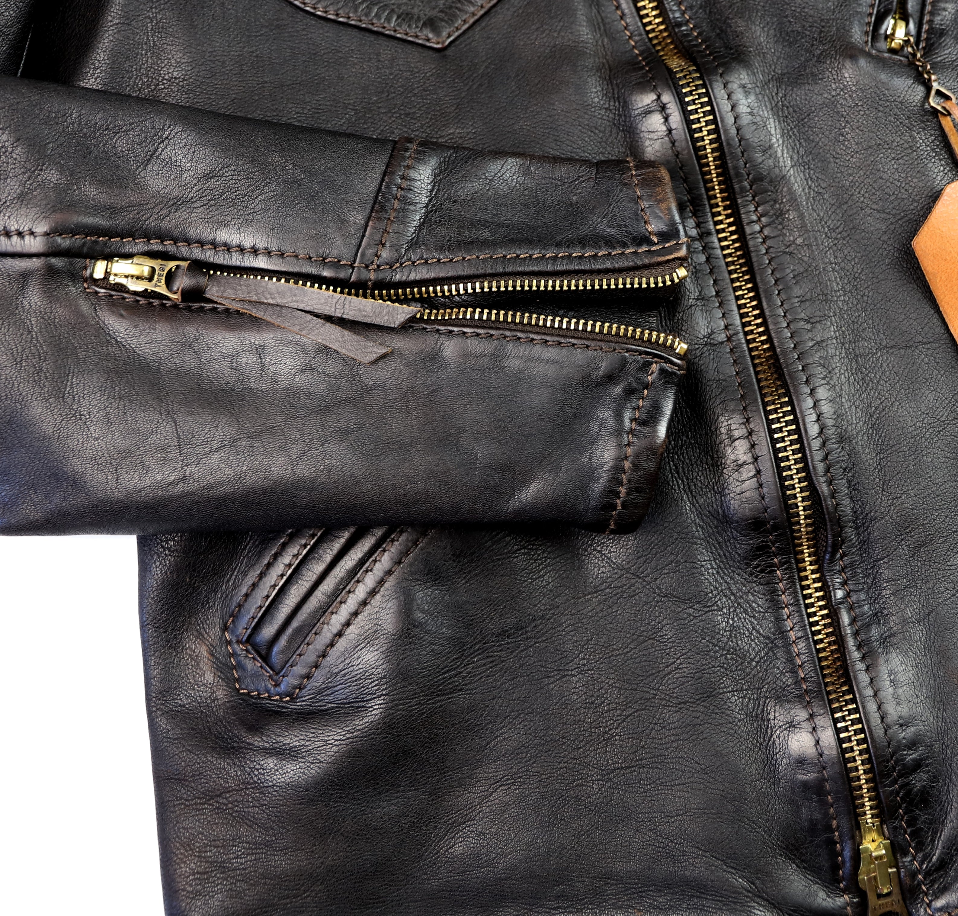 Thedi Evander Crosszip Half Belt, size XL, Black Teacore Bruciato Horsehide