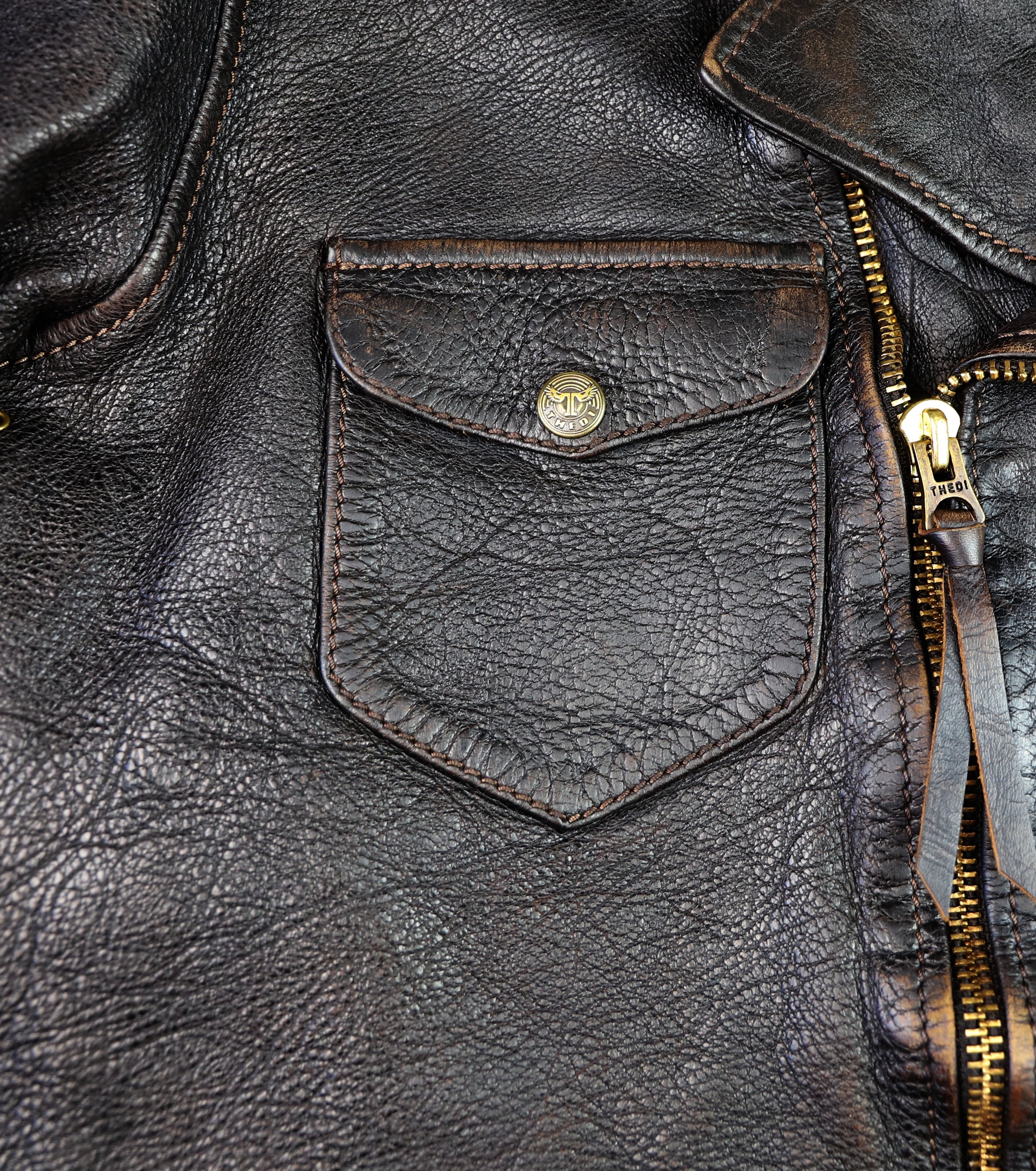 Thedi Evander Crosszip Half Belt, size 4XL, Chestnut Bruciato Horsehide