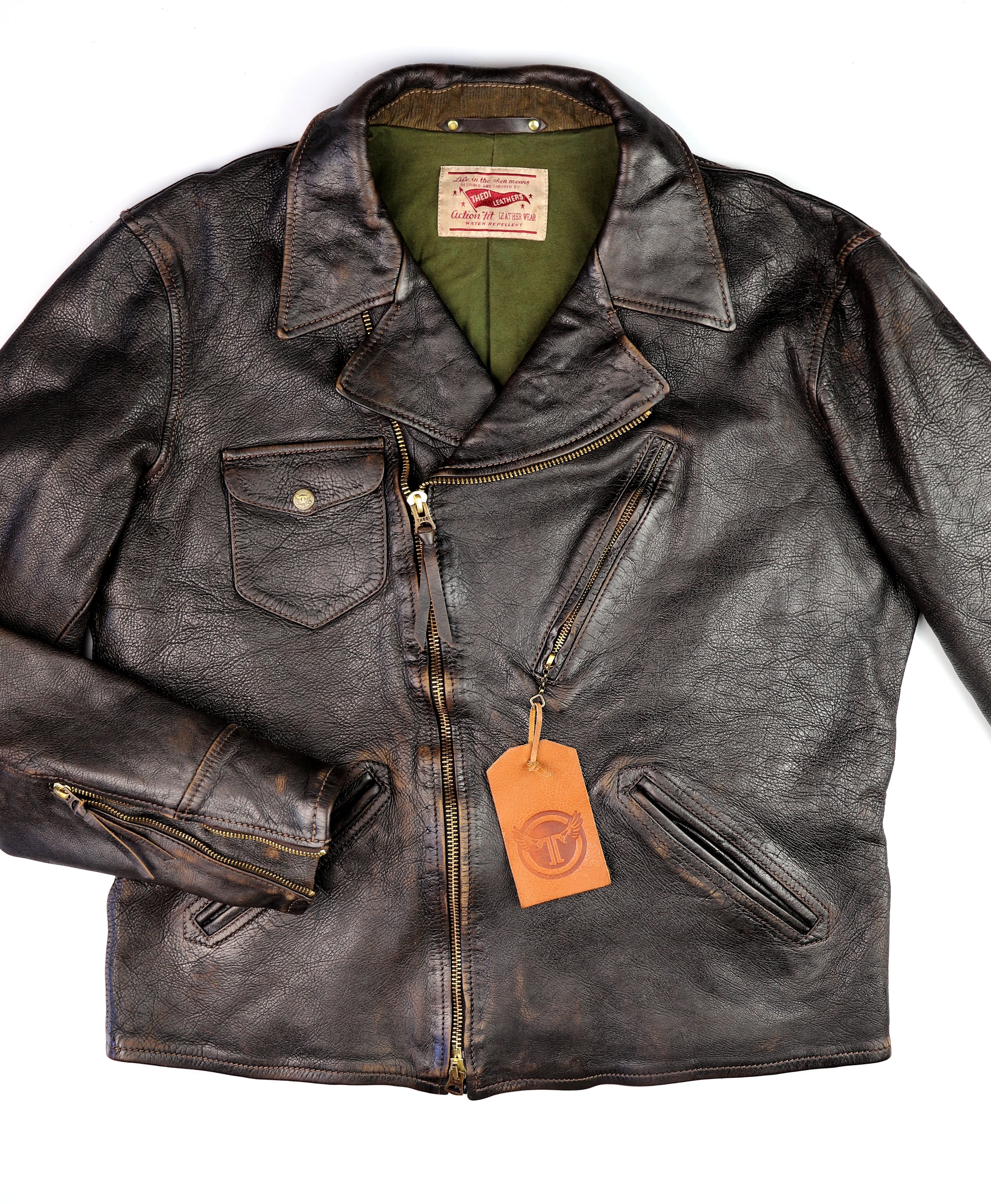Thedi Evander Crosszip Half Belt, size 4XL, Chestnut Bruciato Horsehide