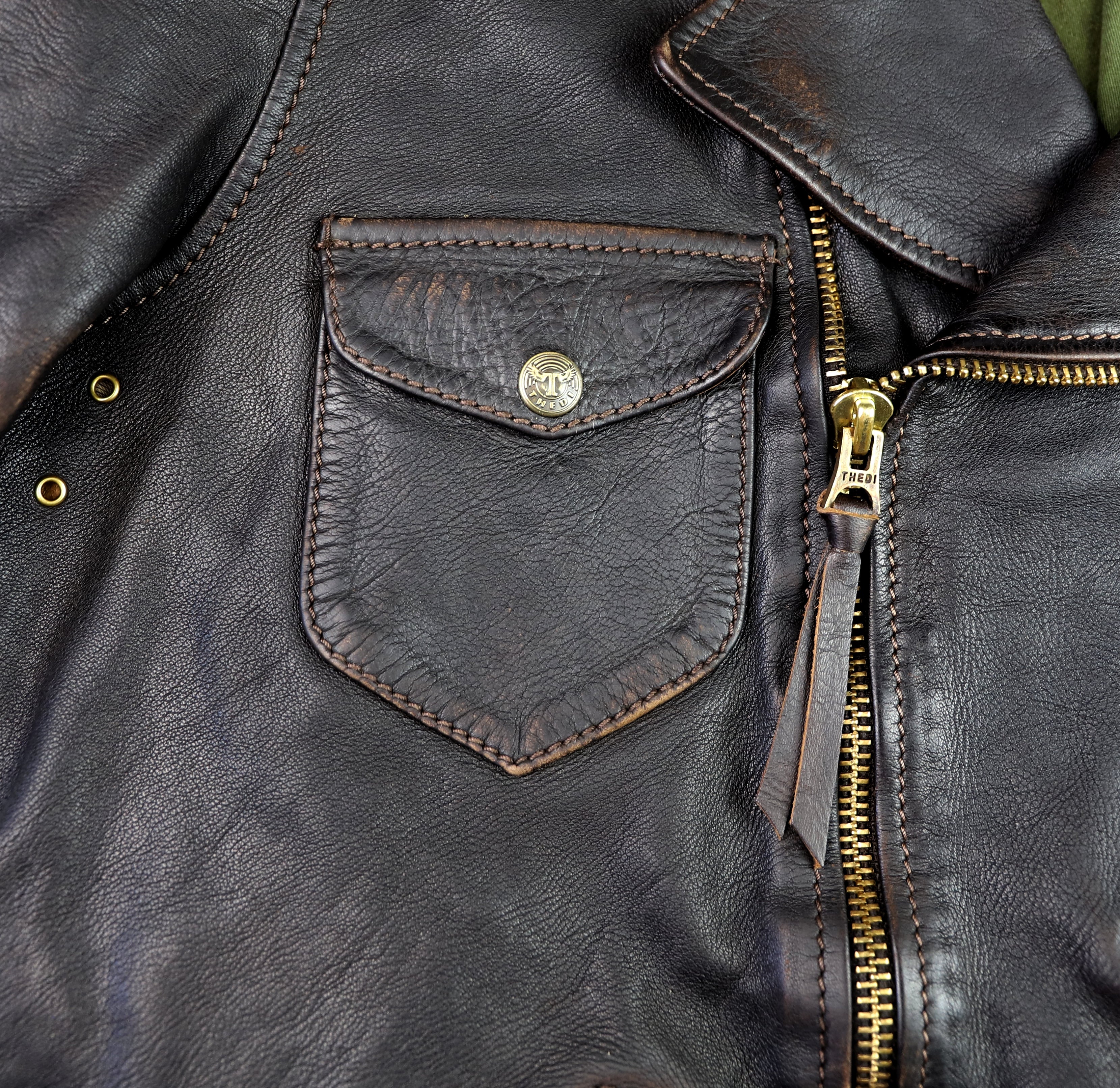 Thedi Evander Crosszip Half Belt, size Large, Chestnut Bruciato Horsehide