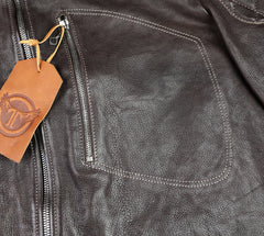 Thedi Maximos Cafe Racer, size Large, Brown Calabria Goatskin