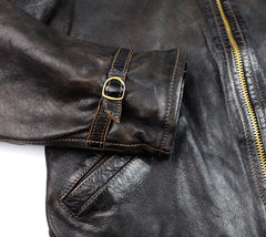 Thedi Memphis Jacket, size Large, Black Teacore Bruciato Horsehide