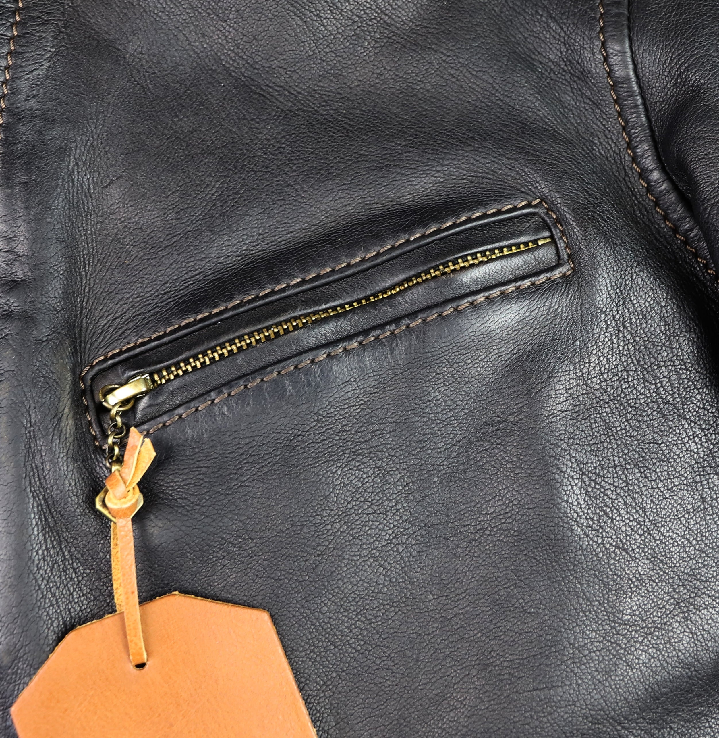 Thedi Memphis Jacket, size Medium, Black Teacore Bruciato Horsehide
