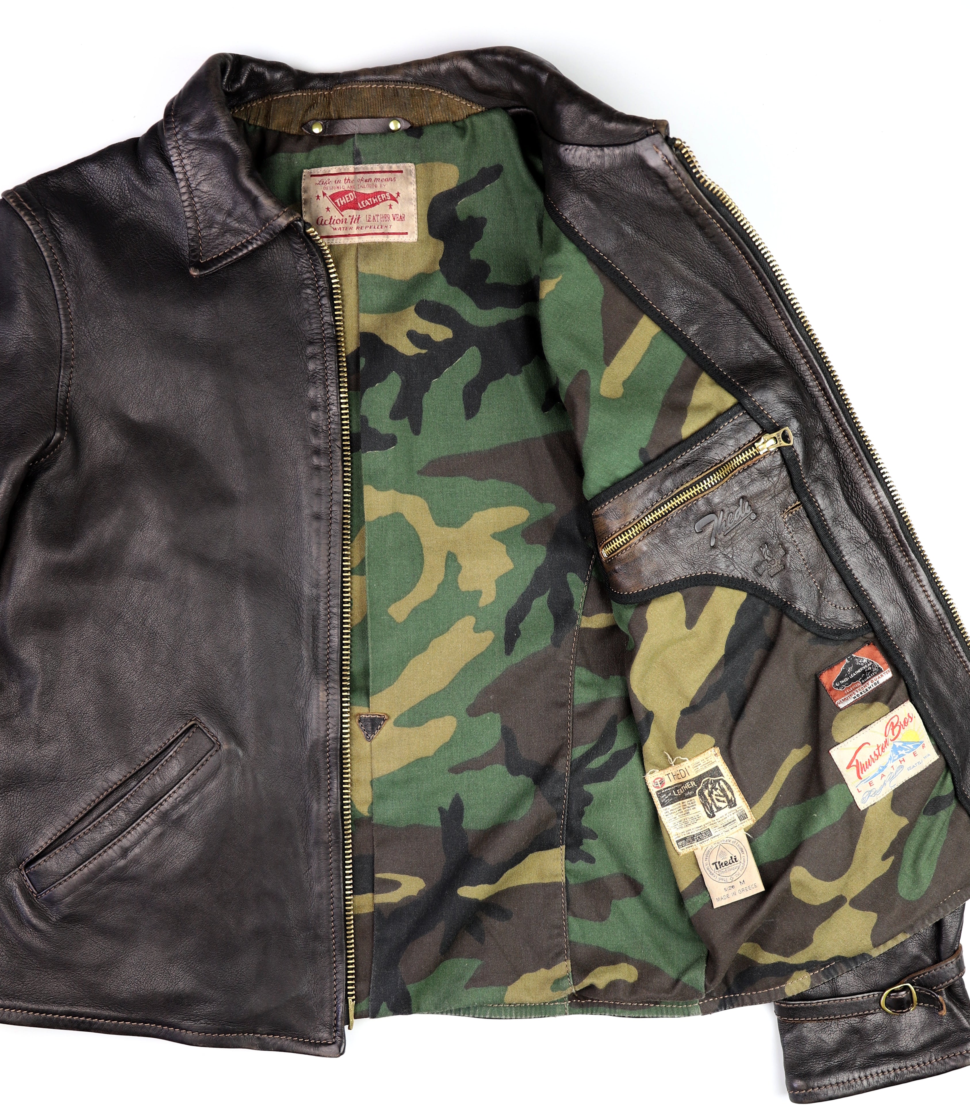 Thedi Memphis Jacket, size Medium, Black Teacore Bruciato Horsehide