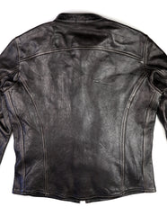 Thedi Phenix Cafe Racer Jacket, size Large, Black Teacore Bruciato Horsehide