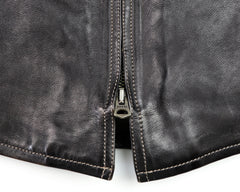 Thedi Phenix Cafe Racer Jacket, size Medium, Black Teacore Bruciato Horsehide