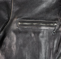 Thedi Phenix Cafe Racer Jacket, size Medium, Black Teacore Bruciato Horsehide