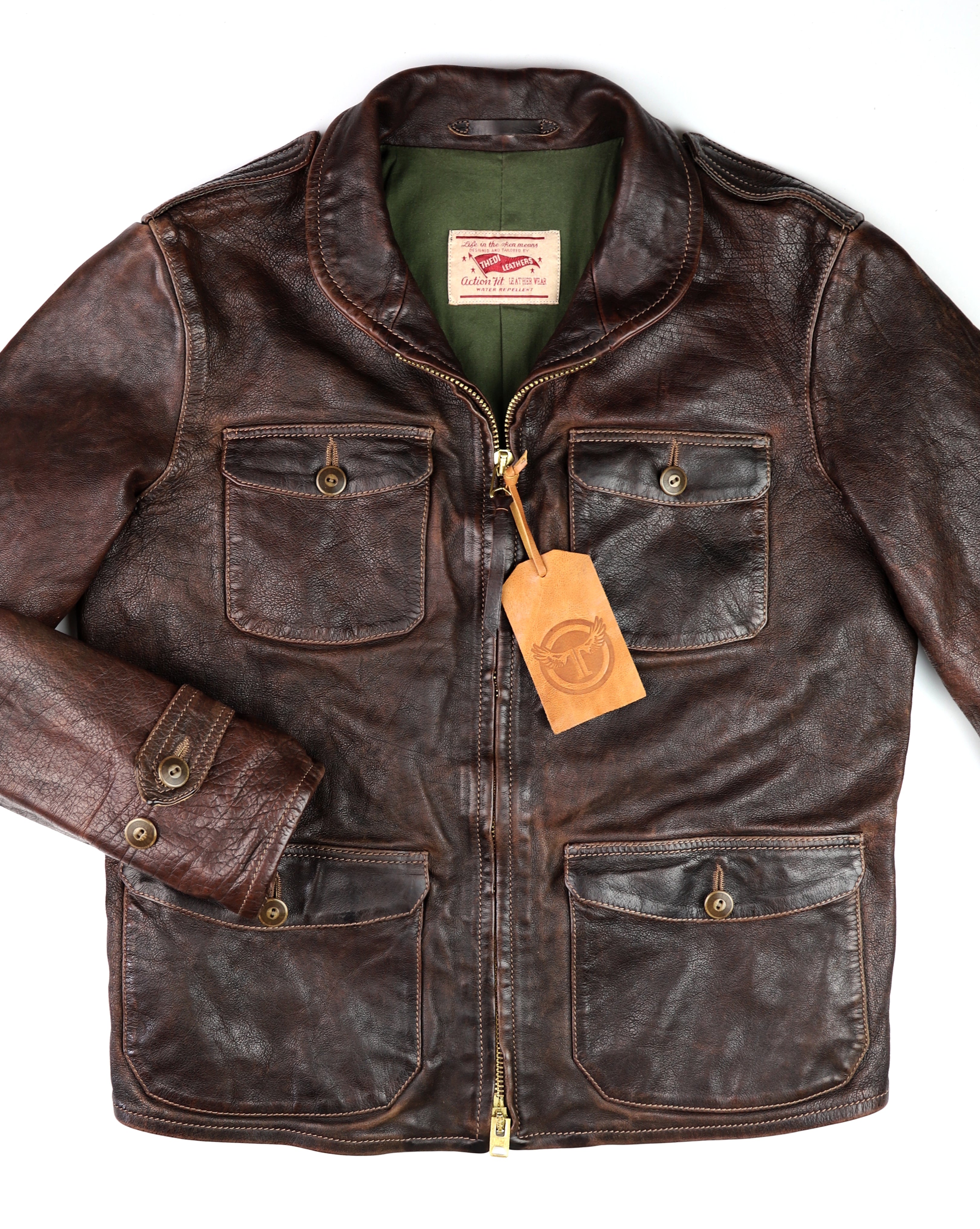 Thedi Atlas Deluxe Half Belt, size Large, Hand Dyed Cocoa Toscano