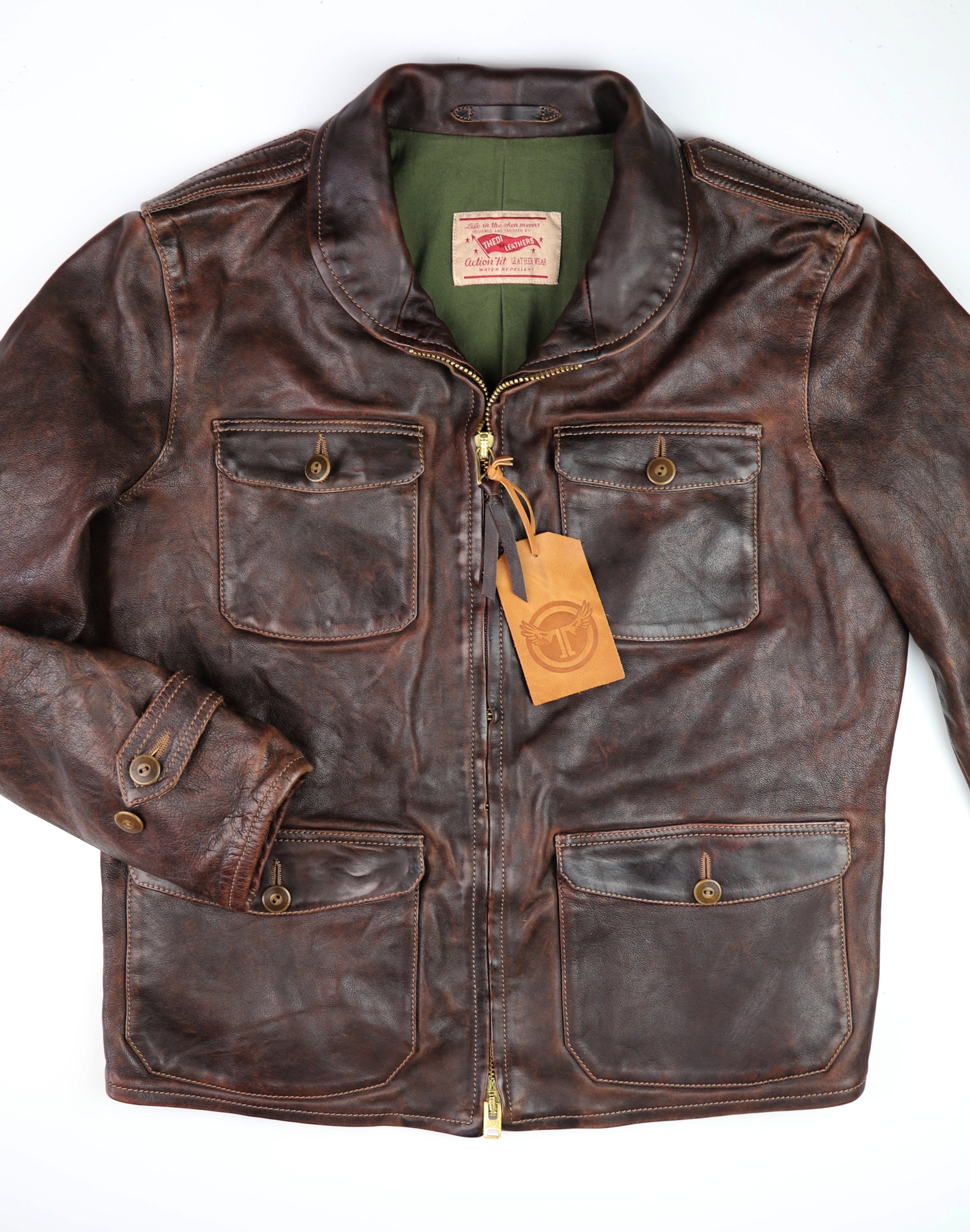 Thedi Atlas Deluxe Half Belt, size XL, Hand Dyed Cocoa Toscano