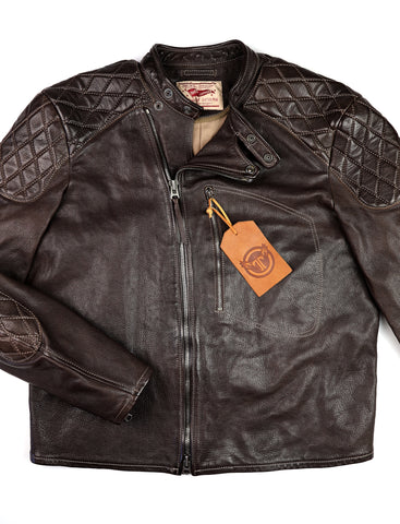 Thedi Maximos Cafe Racer, size 2XL, Brown Calabria Goatskin