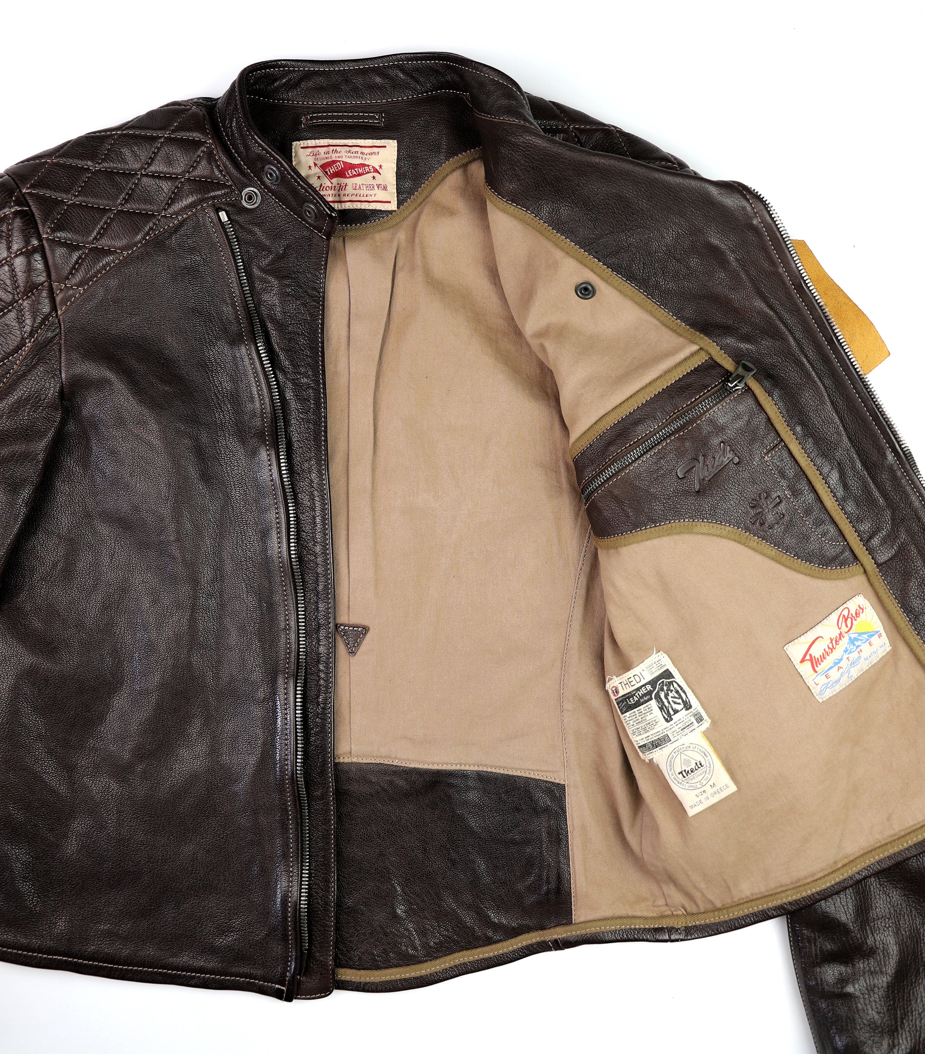 Thedi Maximos Cafe Racer, size Medium, Brown Calabria Goatskin