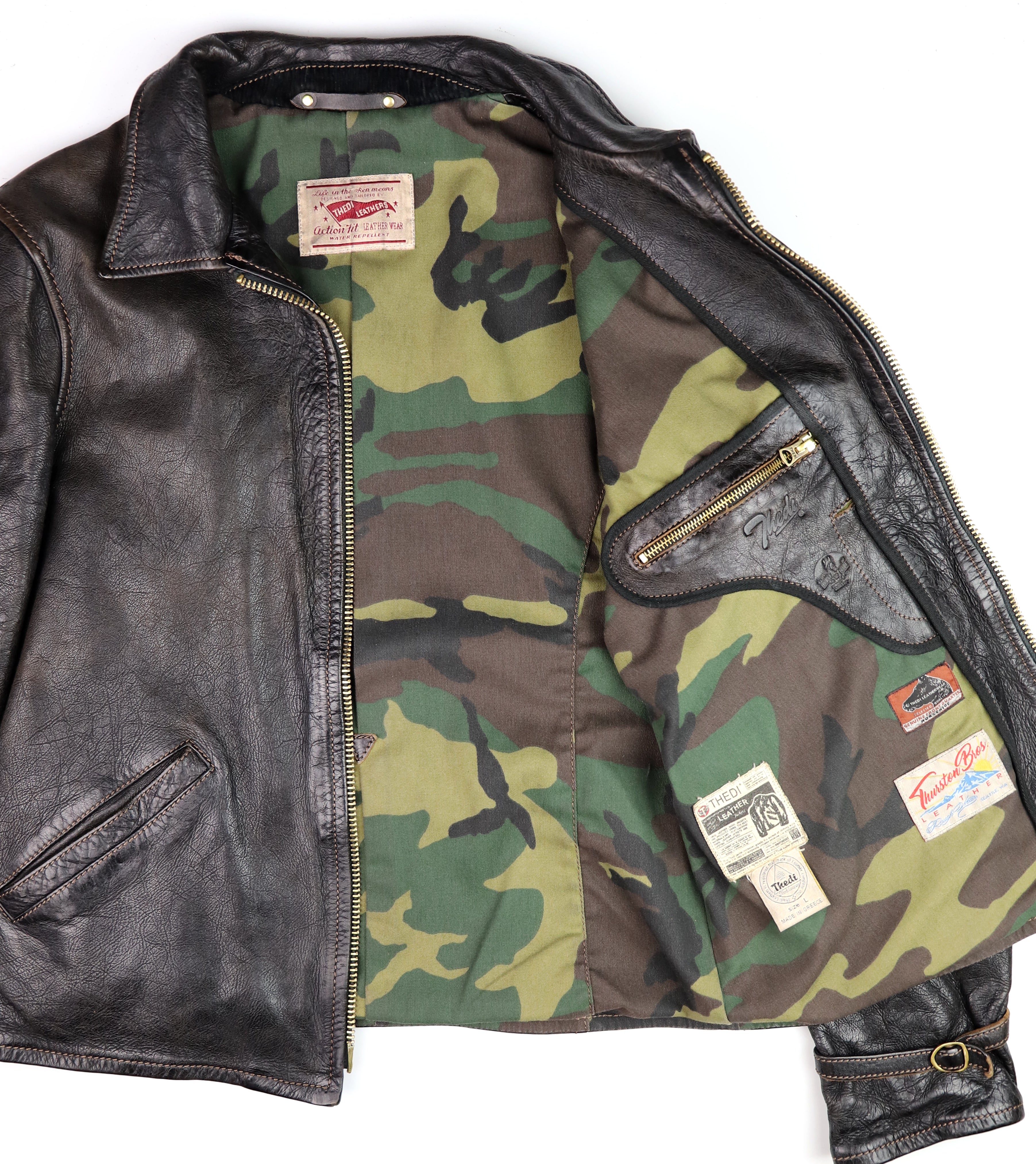 Thedi Memphis Jacket, size Large, Black Teacore Bruciato Horsehide