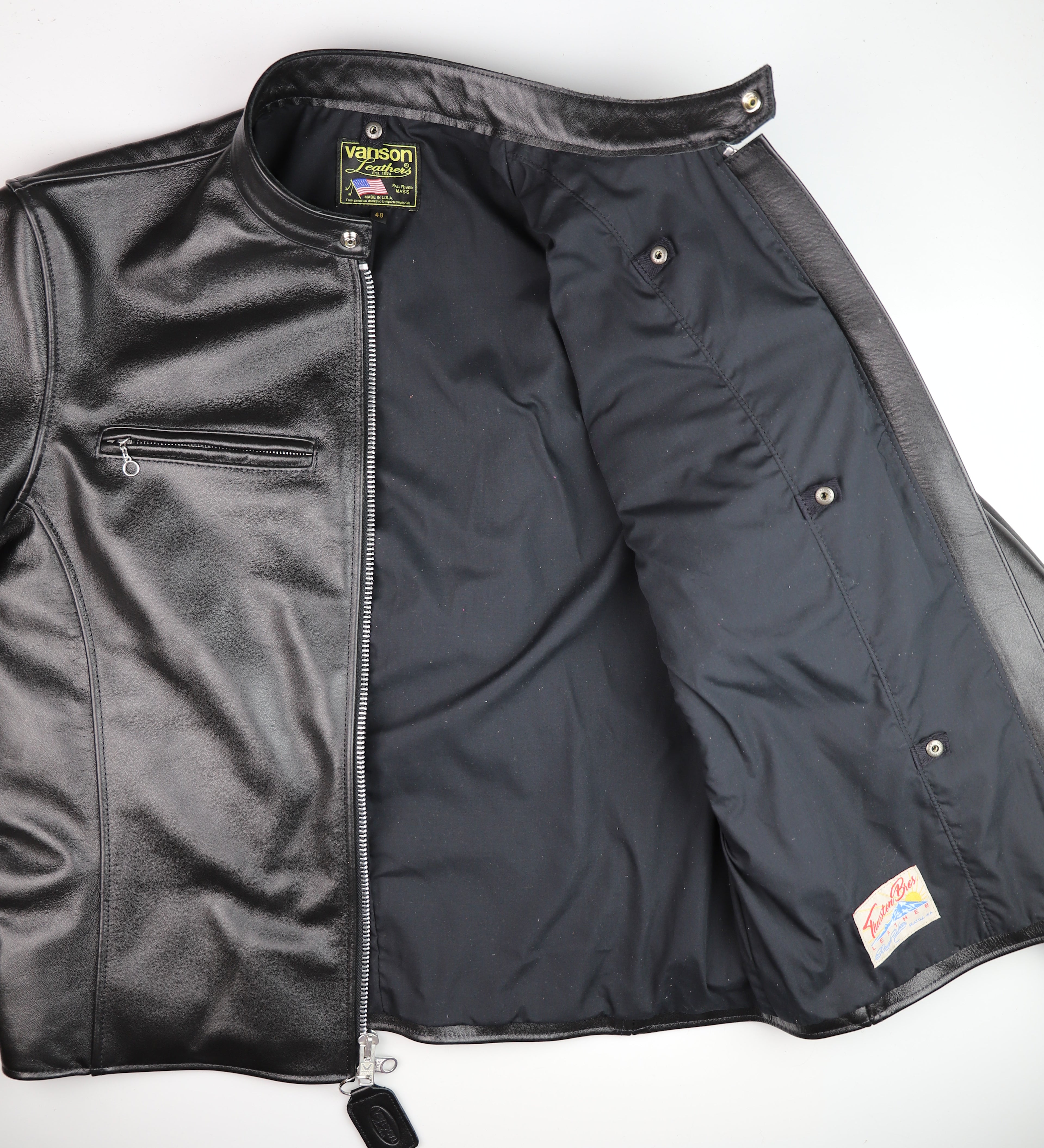 Vanson Comet PLU-3, Black Comp. Weight Cowhide, size 48