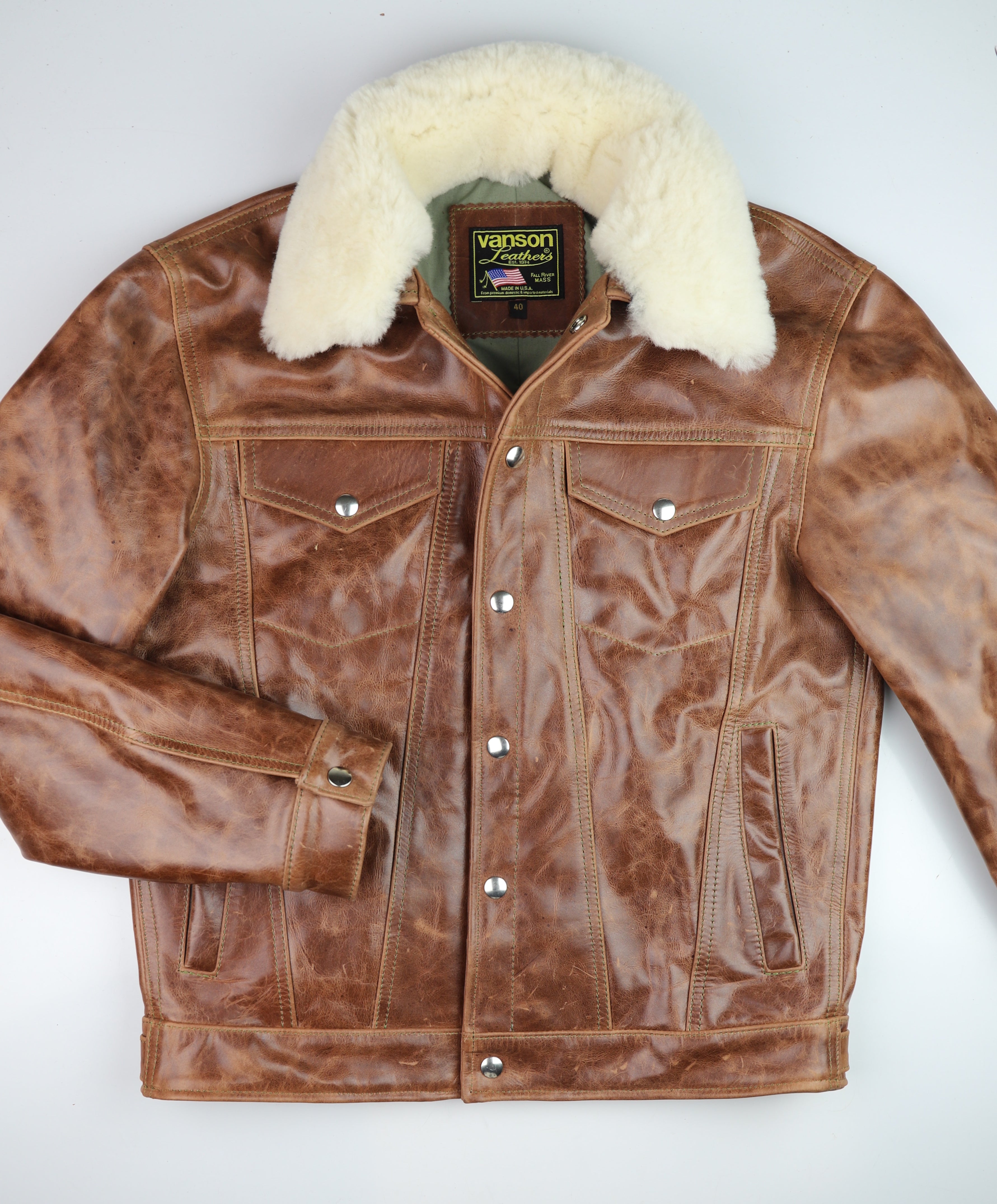 Vanson Maverick II, Whiskey Roma Cowhide, size 40