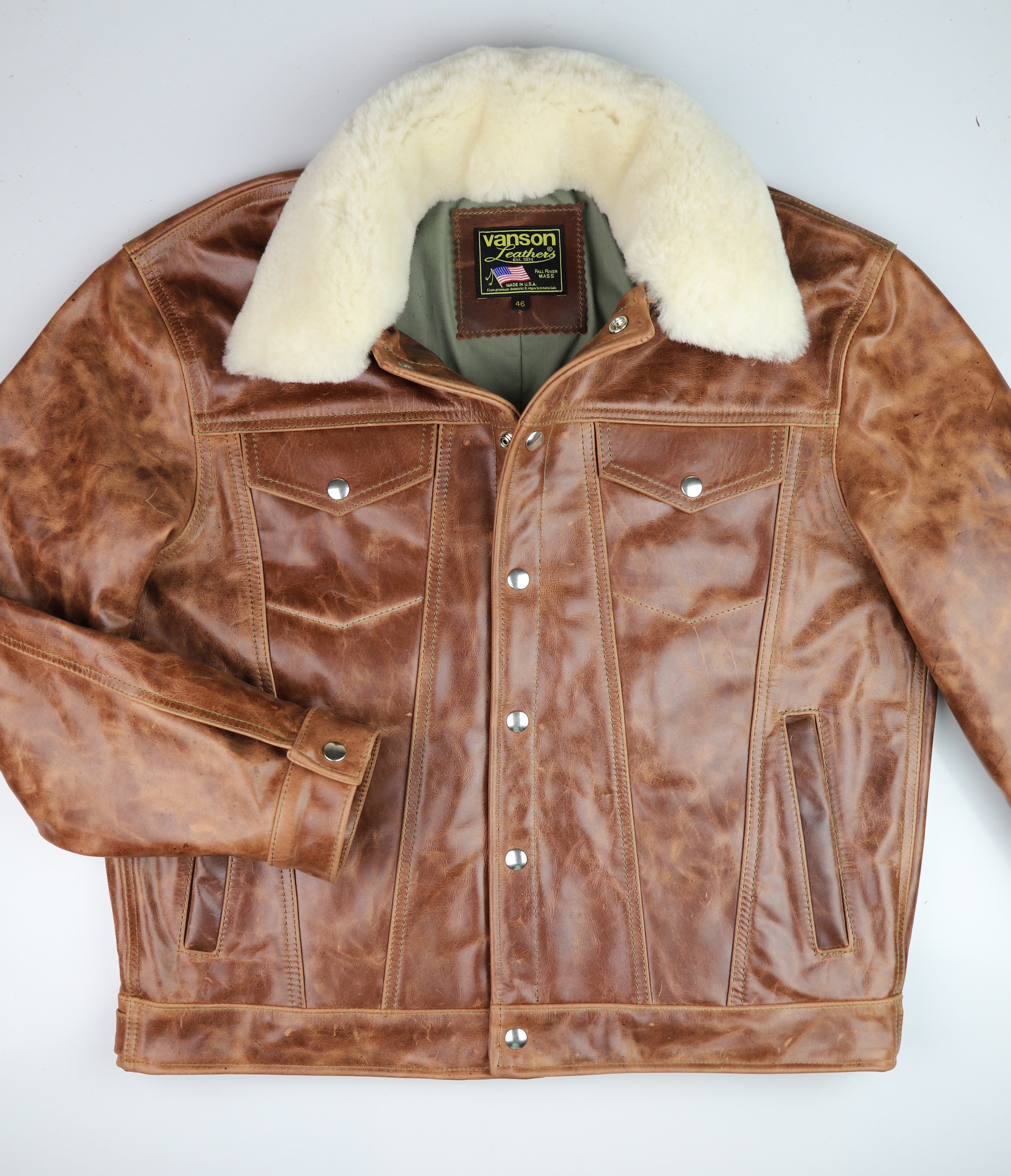 Vanson Maverick II, Whiskey Roma Cowhide, size 46