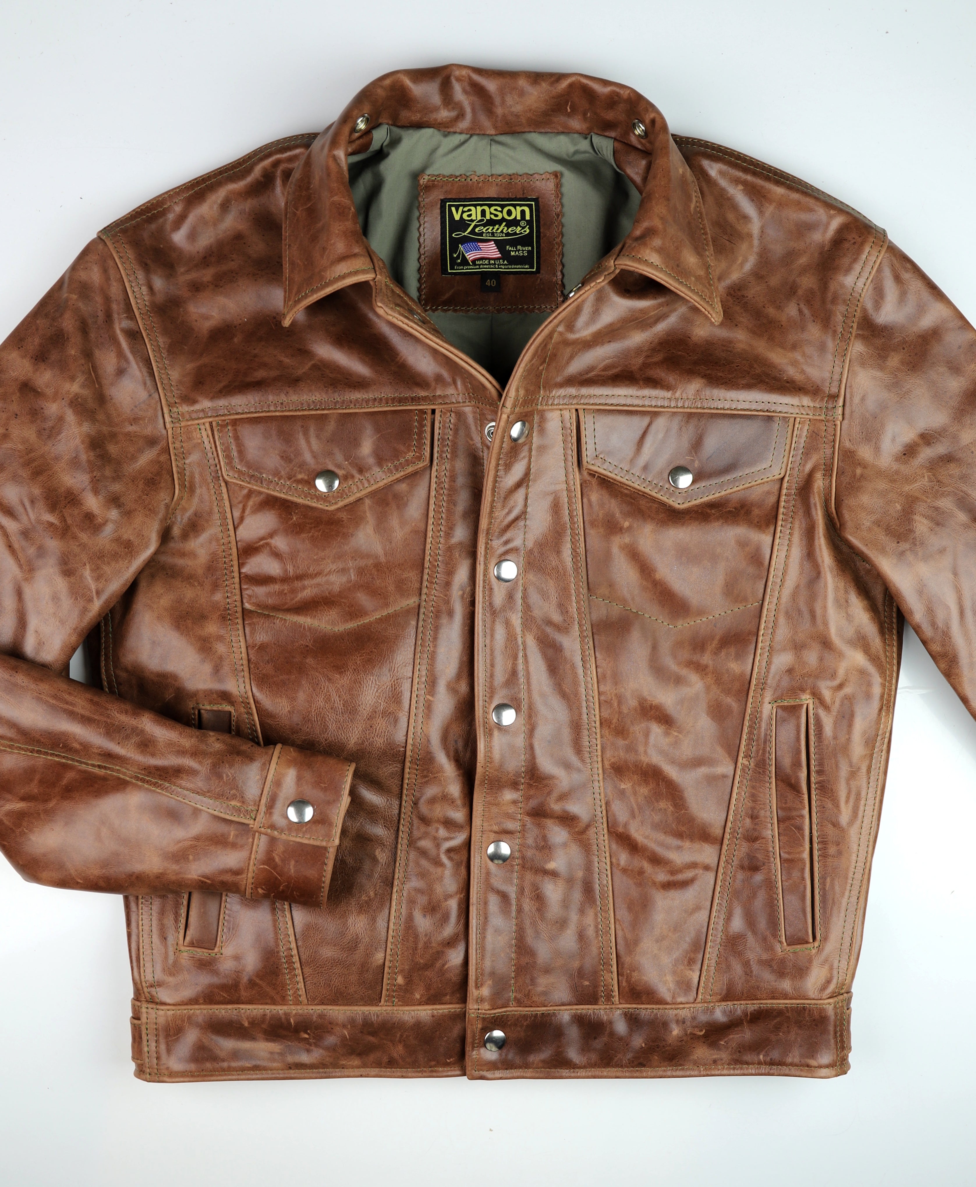 Vanson Maverick II, Whiskey Roma Cowhide, size 40