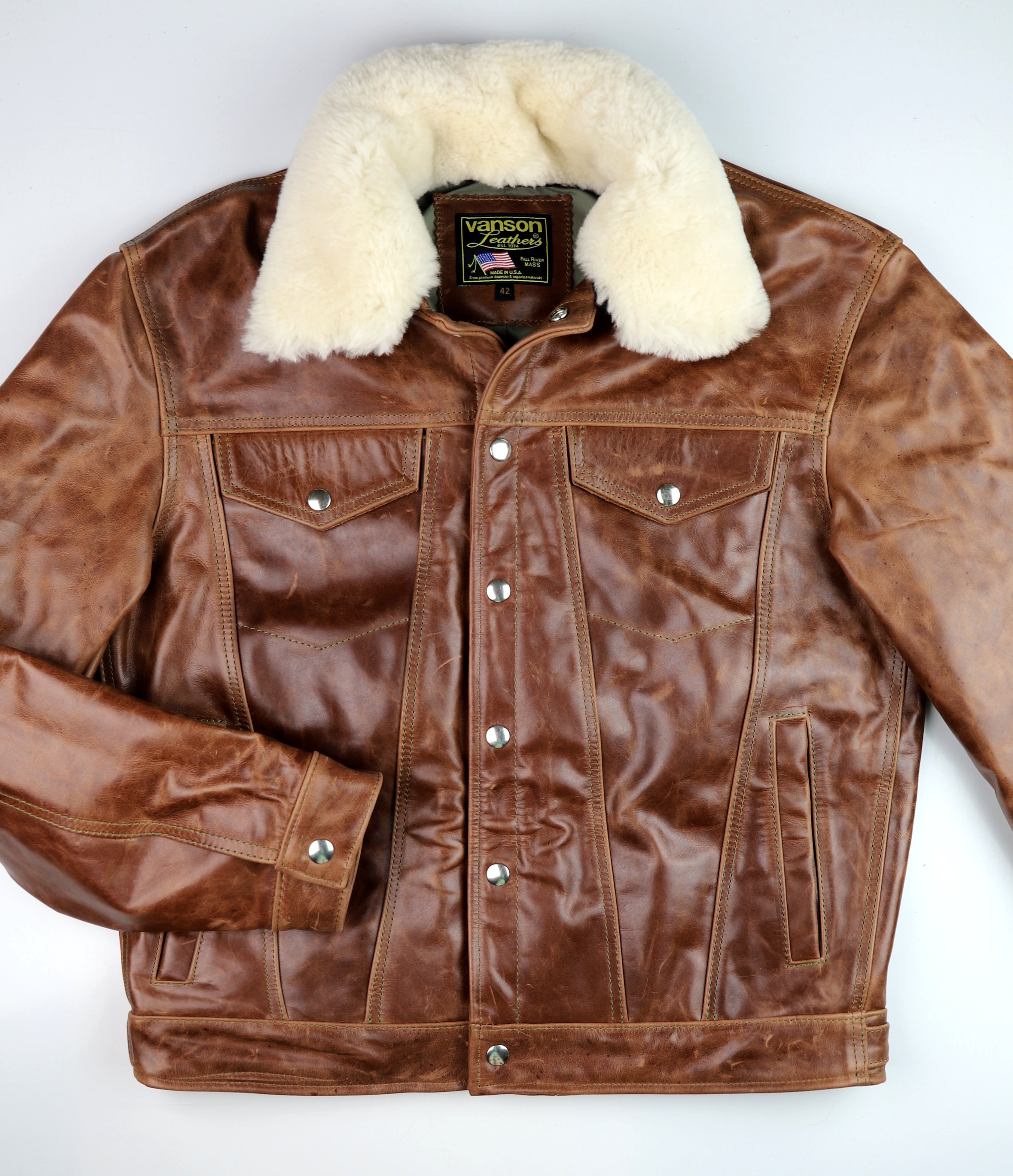 Vanson Maverick II, Whiskey Roma Cowhide, size 42