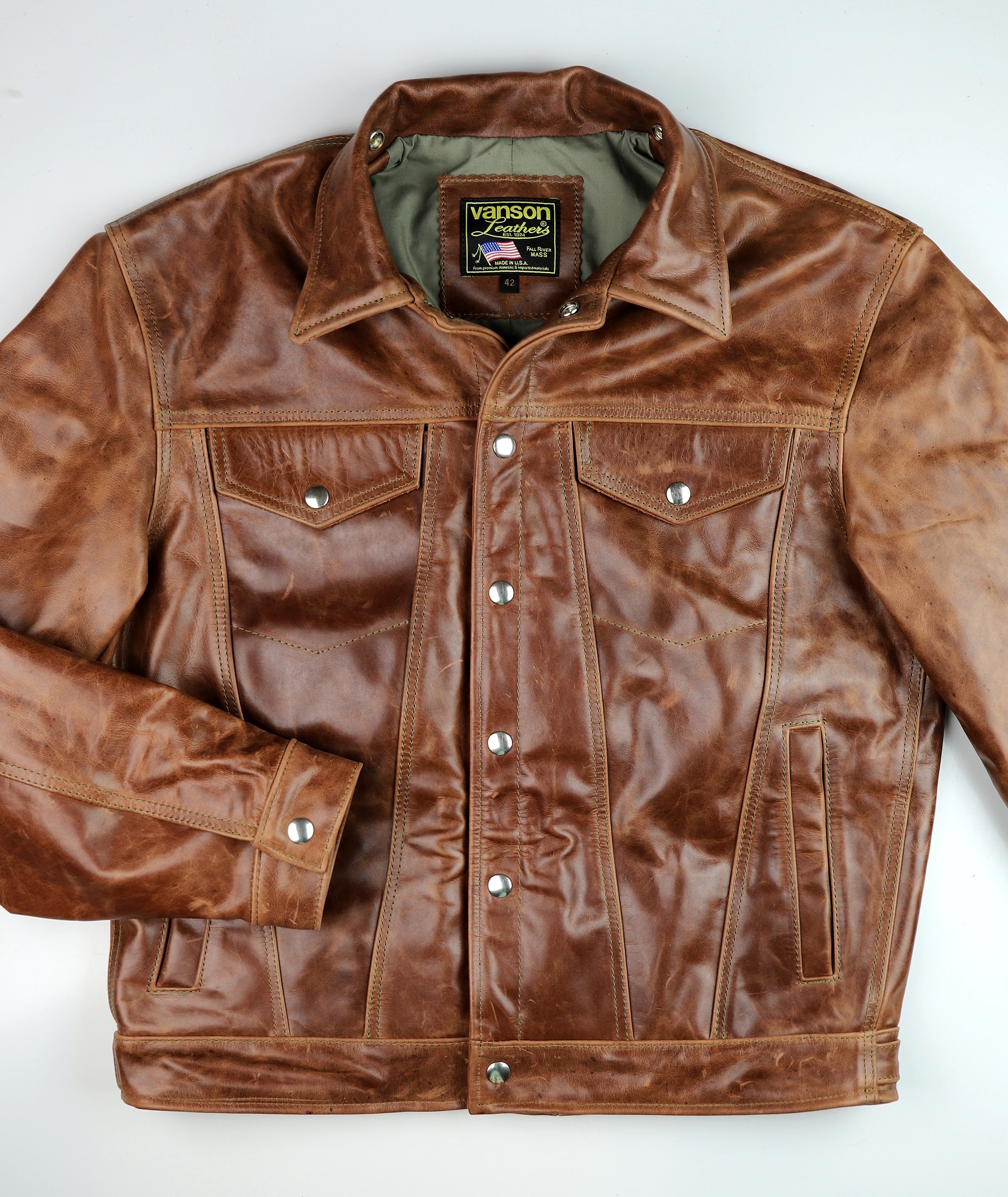 Vanson Maverick II, Whiskey Roma Cowhide, size 42