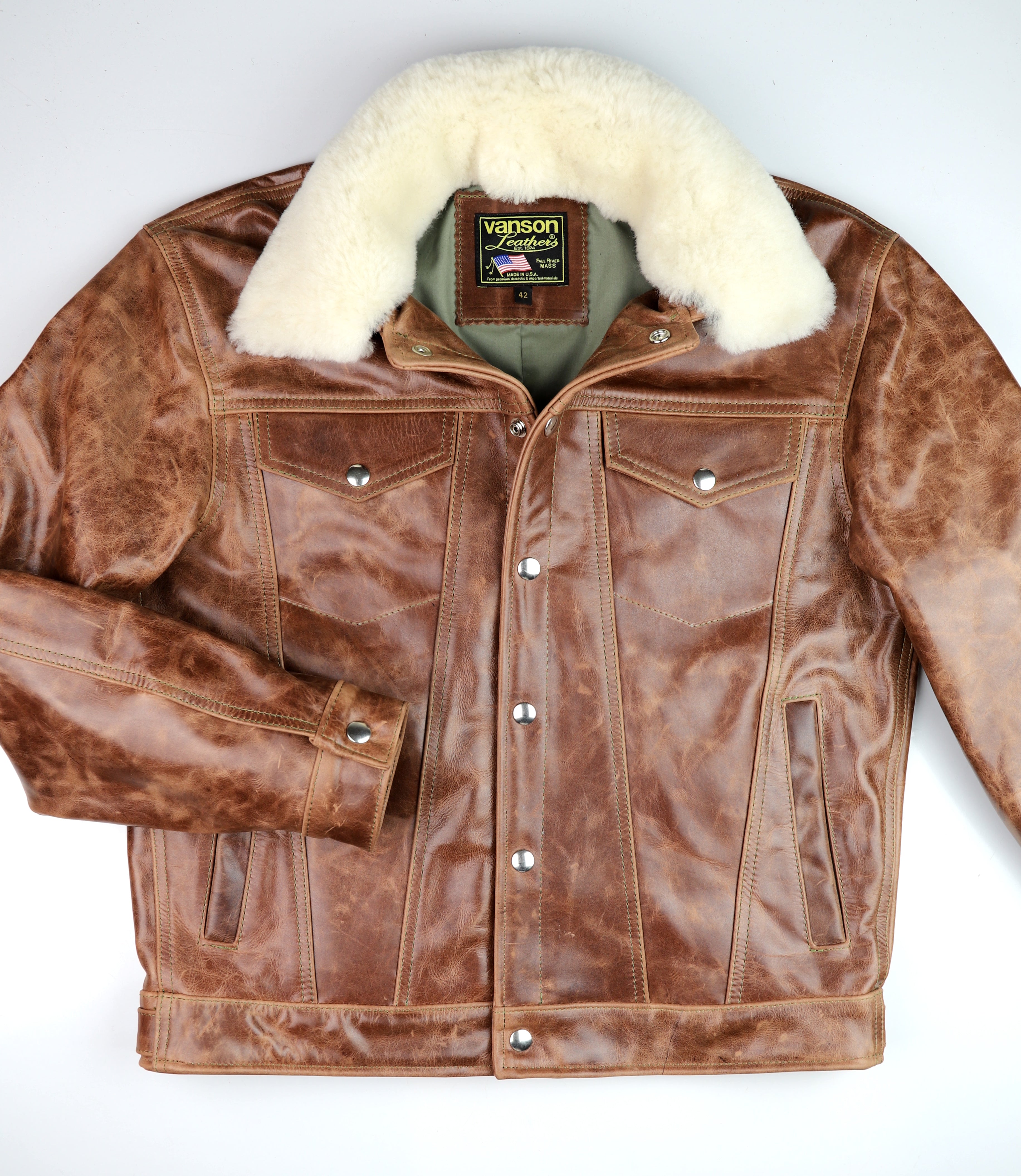 Vanson Maverick II, Whiskey Roma Cowhide, size 42