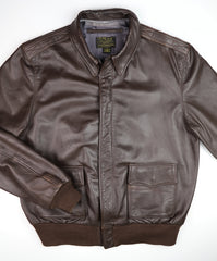 Willis & Geiger A-2 Military Flight Jacket, size 44, Brown Goatskin, Gently Worn