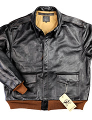 Aero A-2 Military Flight Jacket, size 50, Blackened Brown Vicenza Horsehide