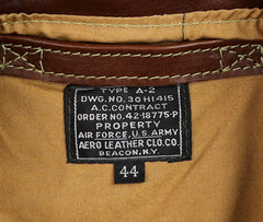 Aero A-2 Military Flight Jacket, size 44, Russet Vicenza Horsehide