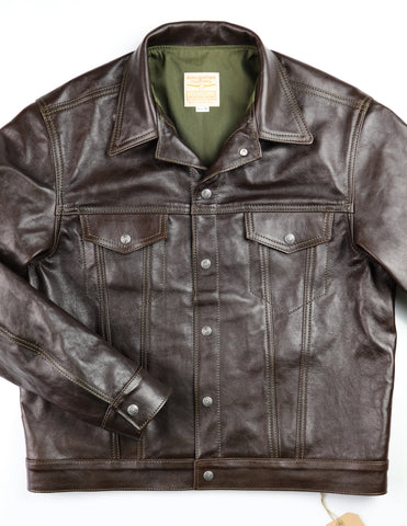 Aero 557XX Type 3 Jean Jacket, size 44, Dark Seal Vicenza Horsehide