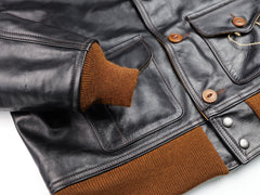 Aero A-1 Military Flight Jacket, size 42, Blackened Brown Vicenza Horsehide