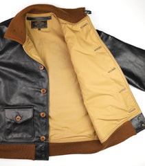 Aero A-1 Military Flight Jacket, size 42, Blackened Brown Vicenza Horsehide
