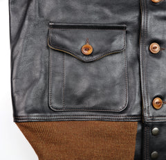 Aero A-1 Military Flight Jacket, size 46, Blackened Brown Vicenza Horsehide