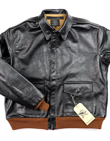 Aero A-2 Military Flight Jacket, size 46, Blackened Brown Vicenza Horsehide