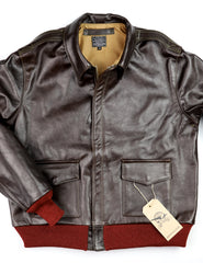 Aero A-2 Military Flight Jacket, size 44, Dark Seal Vicenza Horsehide