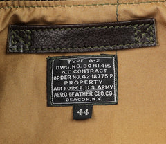 Aero A-2 Military Flight Jacket, size 44, Dark Seal Vicenza Horsehide