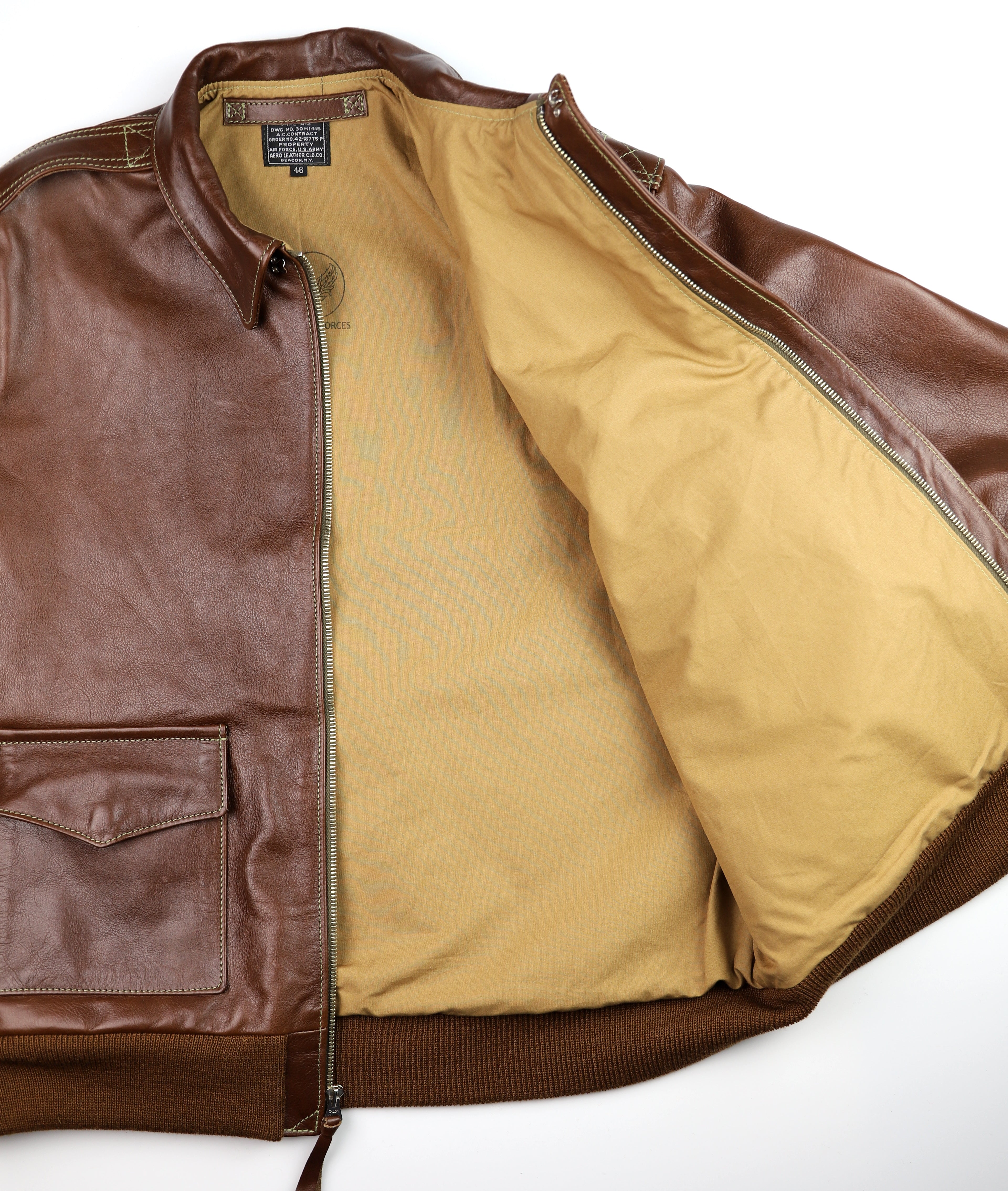 A-2 Military Flight Jacket, size 46, Russet Vicenza Horsehide