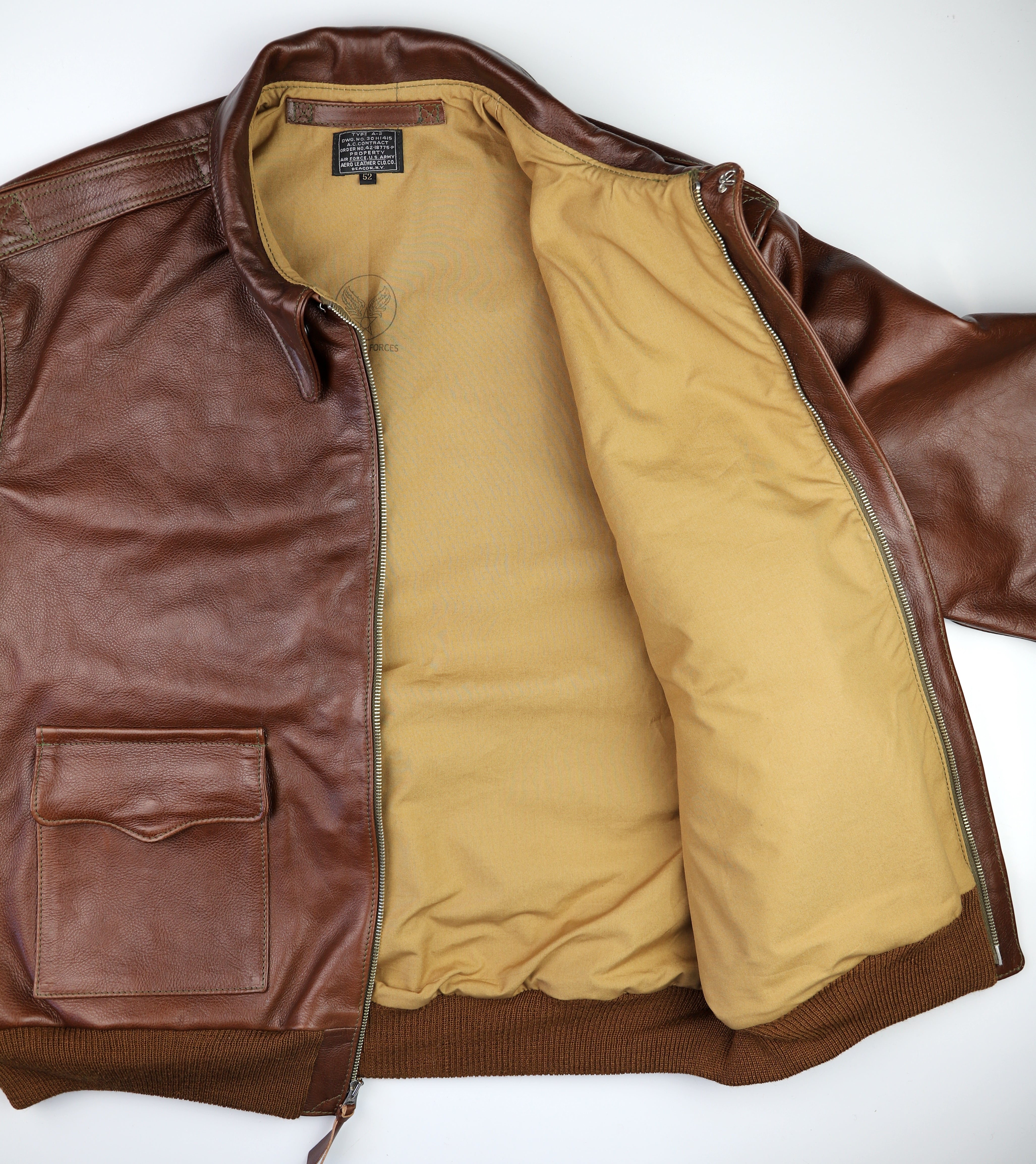 Aero A-2 Military Flight Jacket, size 52, Russet Vicenza Horsehide