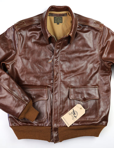 Aero A-2 Military Flight Jacket, size 42, Tobacco Badalassi Cowhide