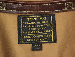 Aero A-2 Military Flight Jacket, size 42, Tobacco Badalassi Cowhide