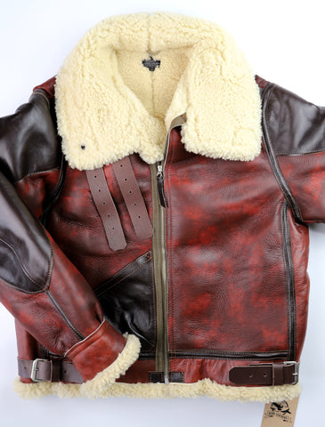 Aero B-3 Military Flight Jacket, size 40, Redskin with Dark Seal Vicenza Horsehide trim