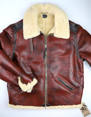 Aero Two-Tone B-6 Military Flight Jacket, size 48, Redskin with Dark Seal Vicenza Horsehide Trim