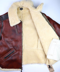 Aero Two-Tone B-6 Military Flight Jacket, size 48, Redskin with Dark Seal Vicenza Horsehide Trim