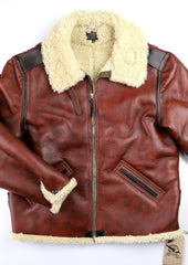 Aero Two-Tone B-6 Military Flight Jacket, size 46, Redskin with Dark Seal Vicenza Horsehide Trim